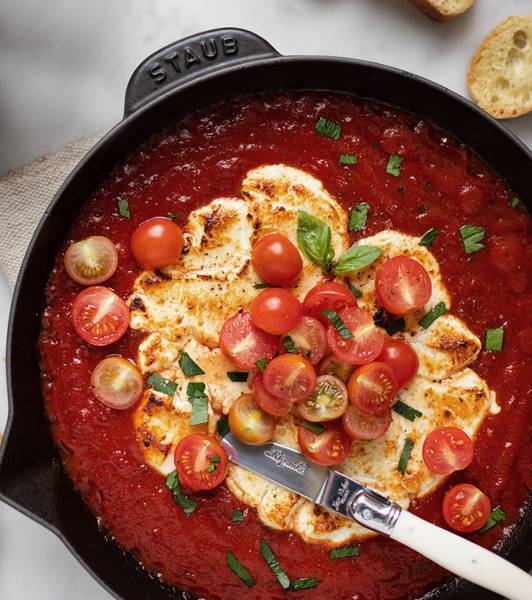 Baked Goat Cheese in Marinara Sauce