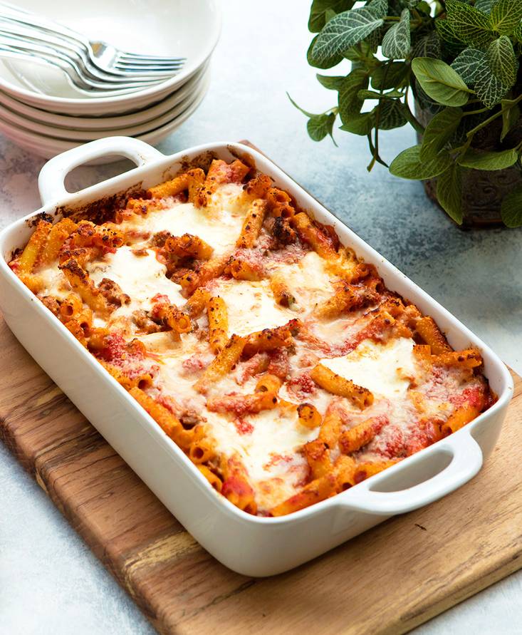Baked Ziti With Sausage And Cheesy Pockets
