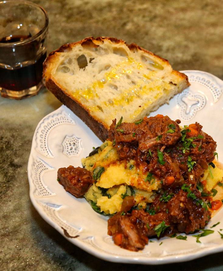 Beef Stew over Polenta