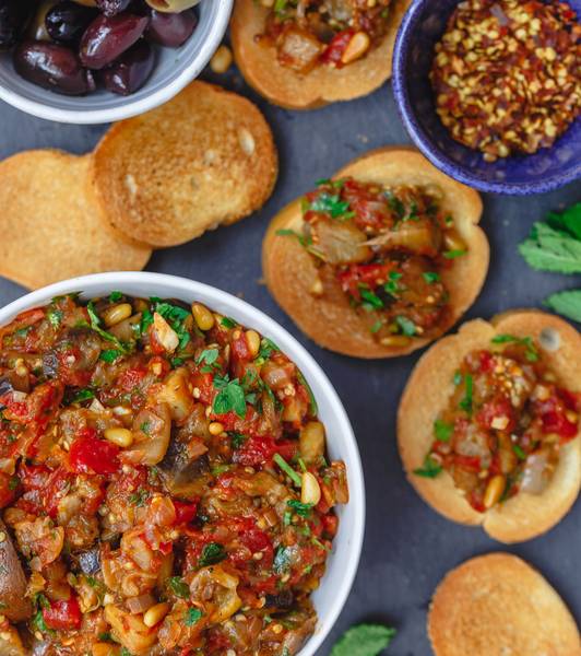 Roasted Eggplant Bruschetta