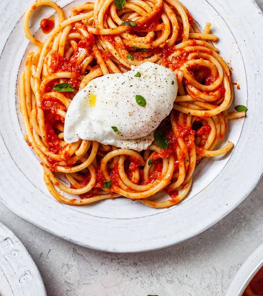 Homemade Marinara Pasta with Perfectly Poached Egg
