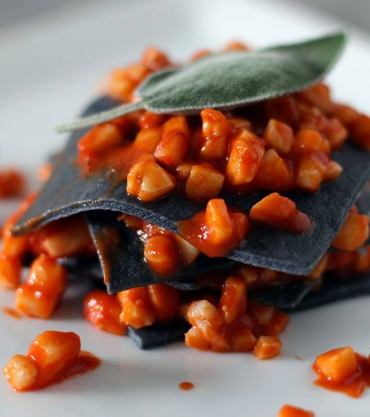Black Lasagna with Squid Ragu