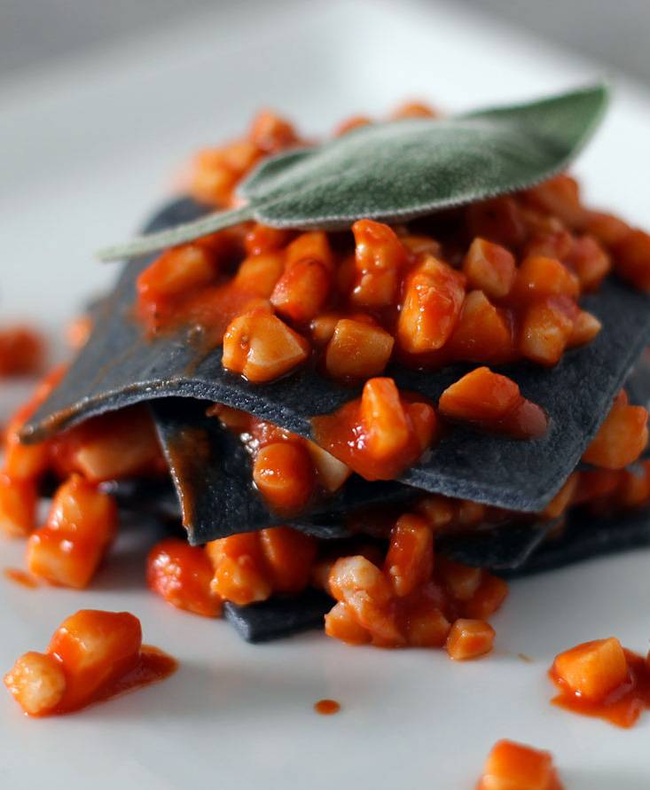 Black Lasagna with Squid Ragu