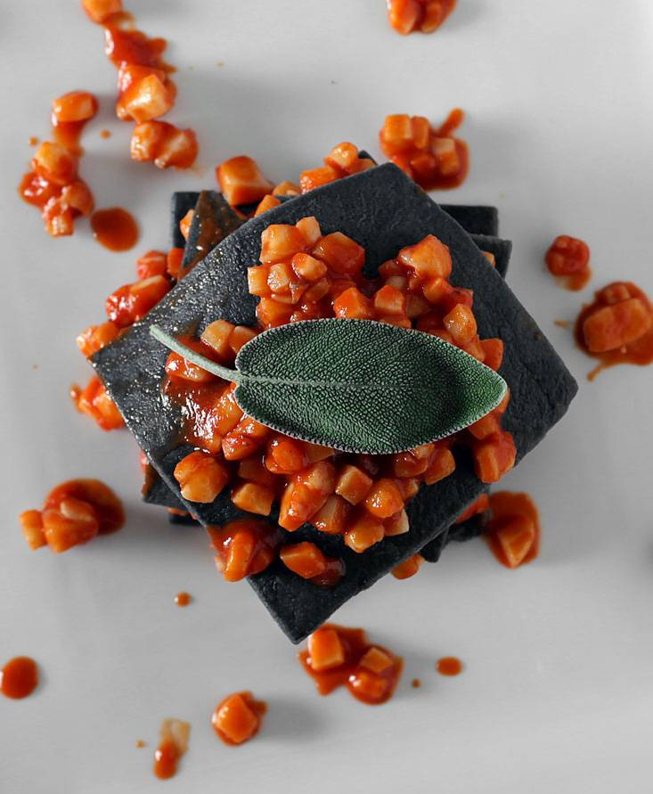 Black Lasagna with Squid Ragu