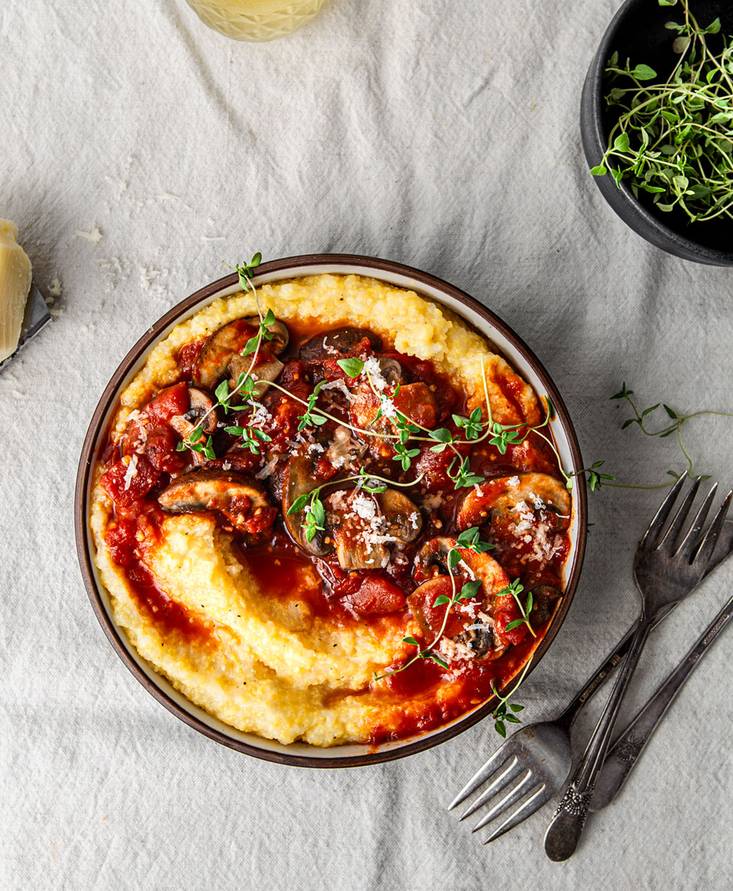 Easy Tomato Mushroom Polenta
